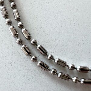 Vintage Dainty Silver Tone Ball Chain Necklace